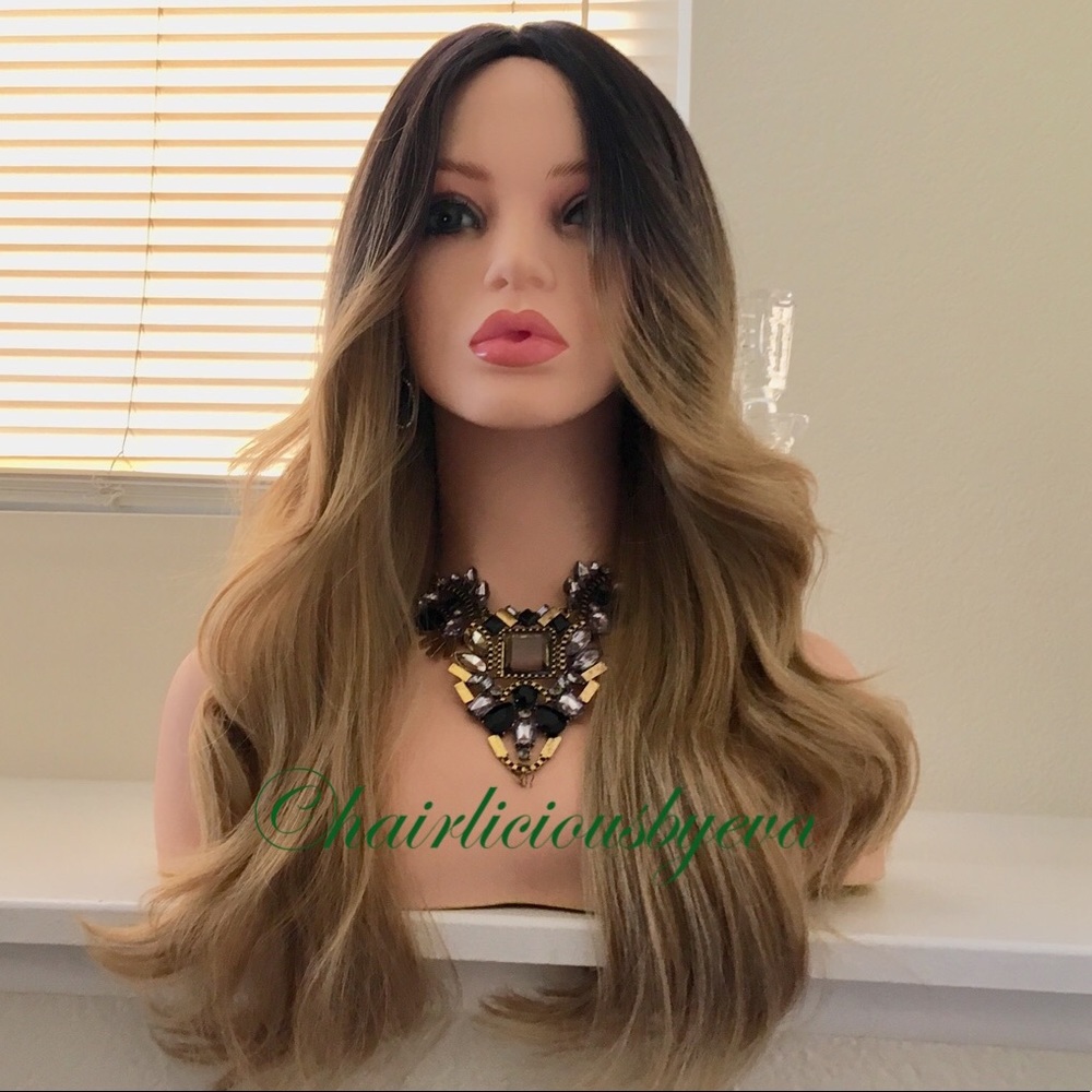 Dirty blonde honey blonde wig 22 inch long ombré - Picture 1 of 7